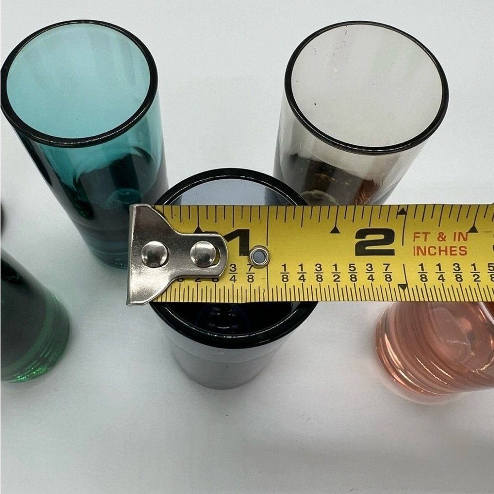 Vintage Handblown Unique Bold Vibrant Multi Color Shot Glasses Set of 6 - Picture 7 of 8